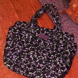 Floral Black and Purple Women's Bag